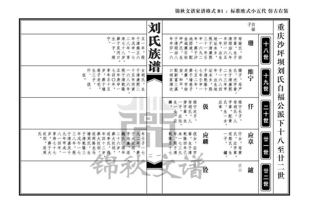 家譜格式-標準歐式小五代 仿古右裝1